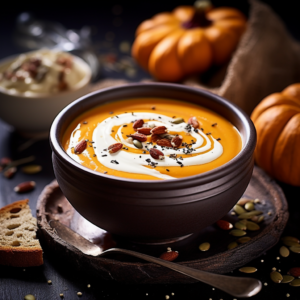 pumpkin soup with a swirl of cream